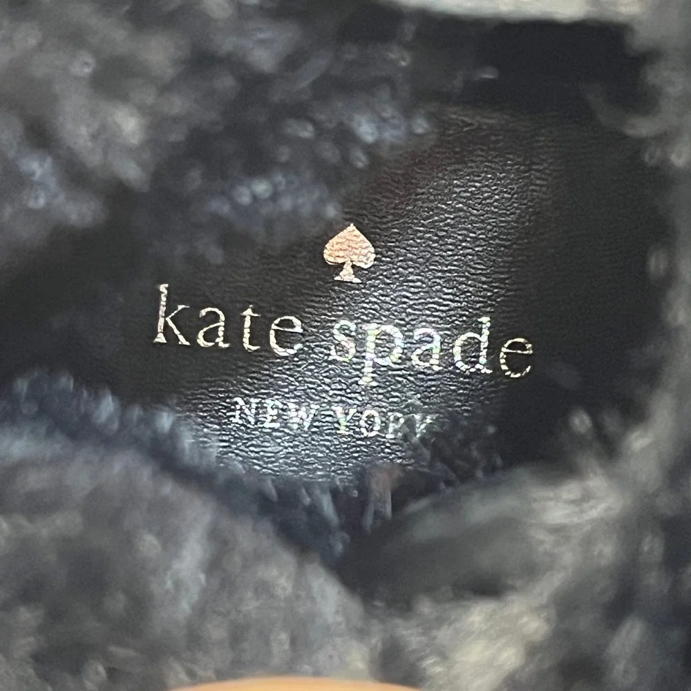 Kate Spade NY Rosalie Sparkly Black Leather‎ Ankle Boots SZ 9 Faux Fur NWOB